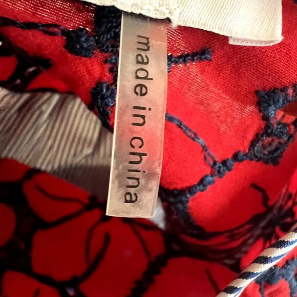 English Factory Blouse Women Medium Blue White Pinstripe Poppy Lace Embroidered - Picture 7 of 11